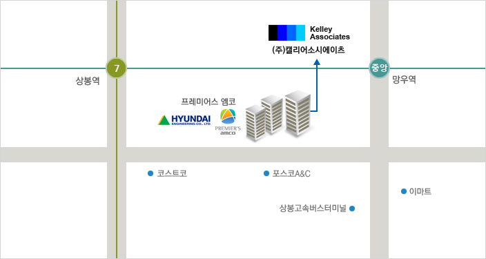 ㈜캘리 어소시에이츠 오시는길 : 서울시 중랑구 망우로 353 프레미어스 엠코 이노시티 C동 8F